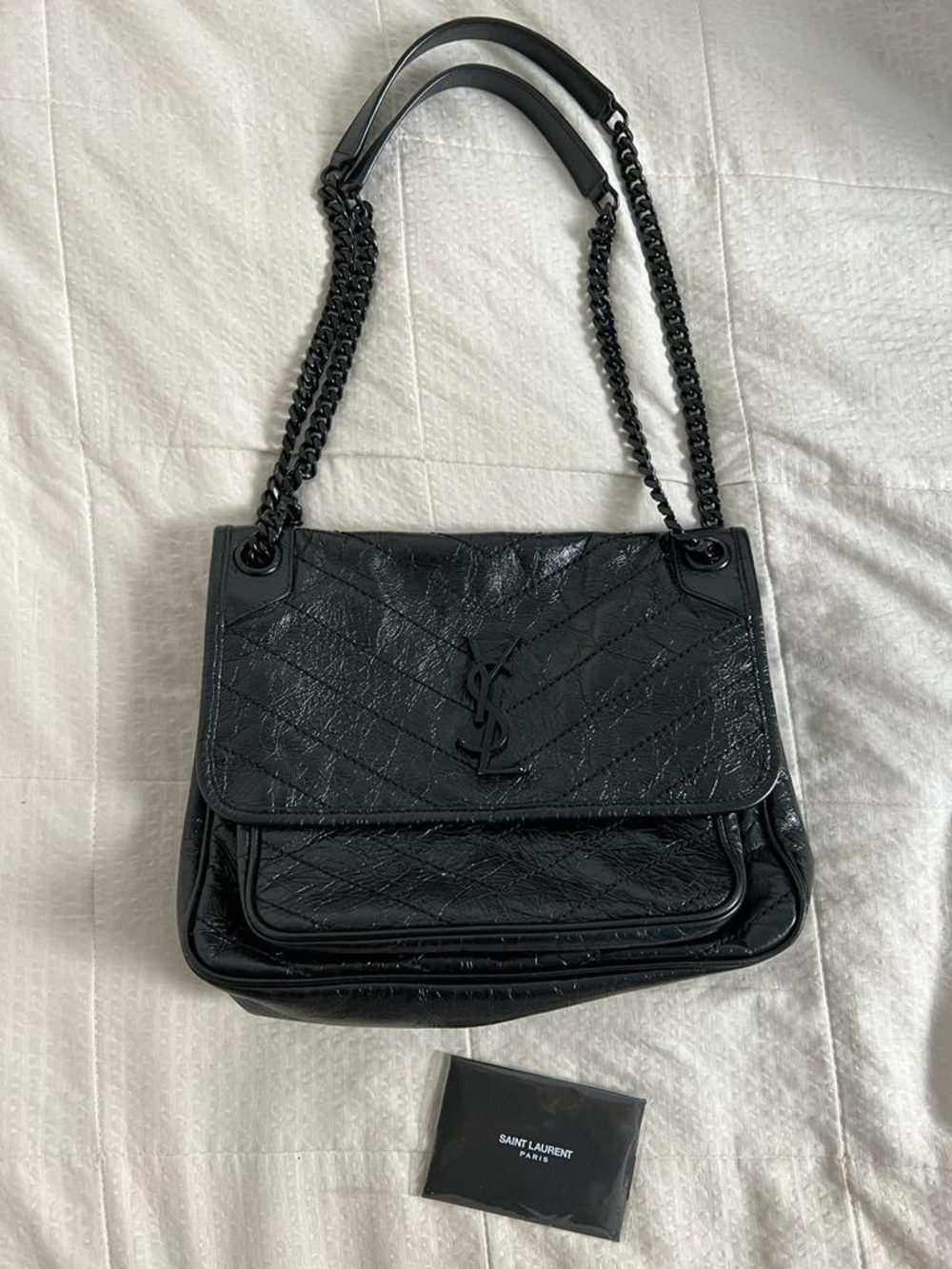 YSL Saint Laurent Niki Medium black leather chain purse